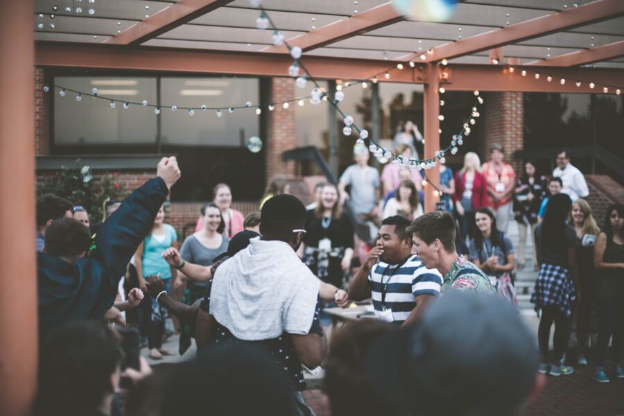 People gathering for a celebration