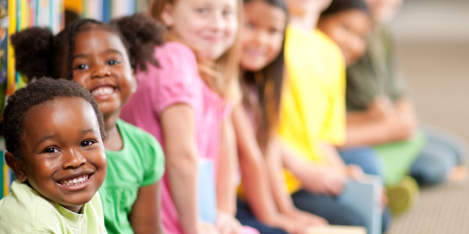 children in a library