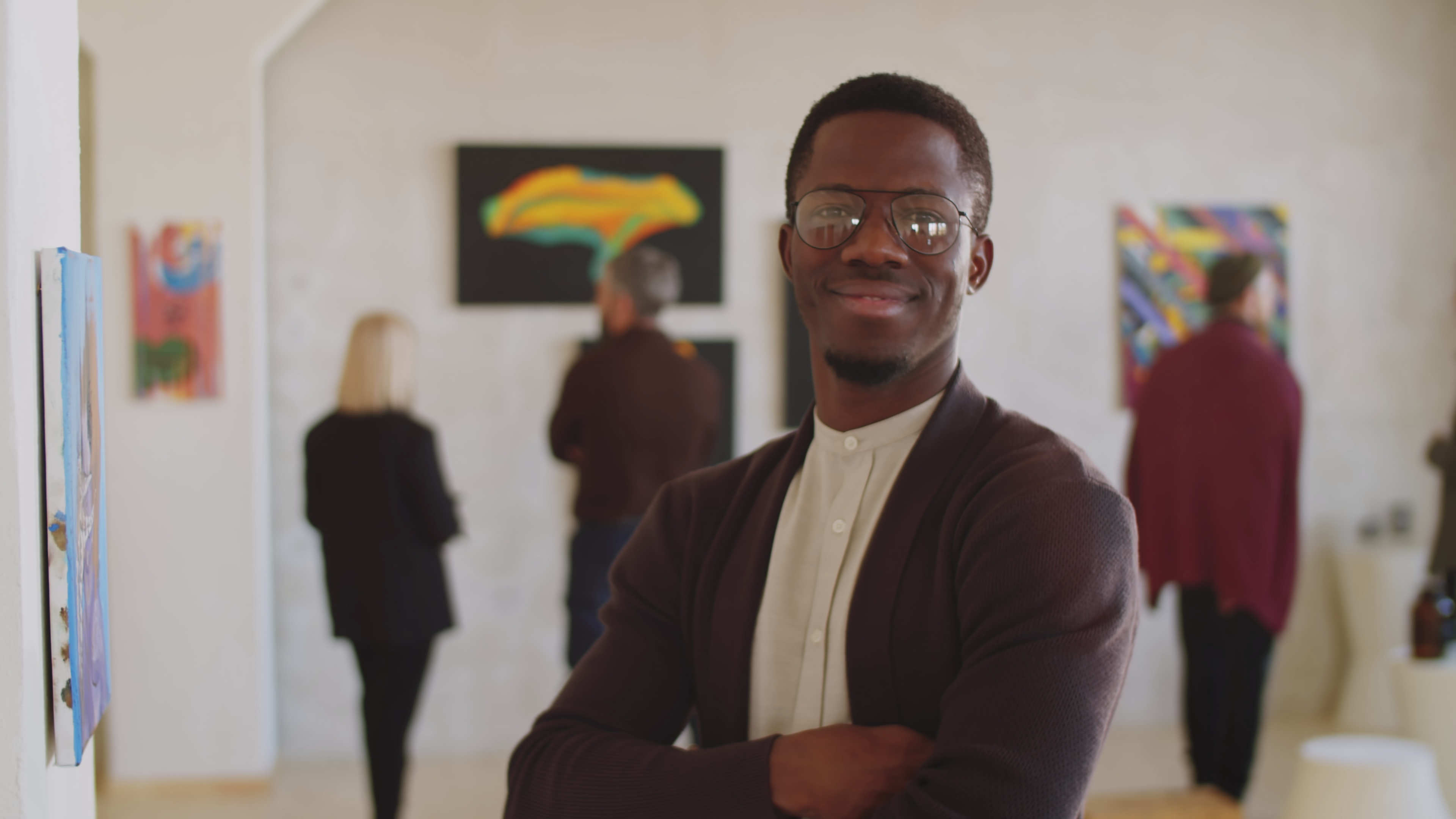 young man in art museum