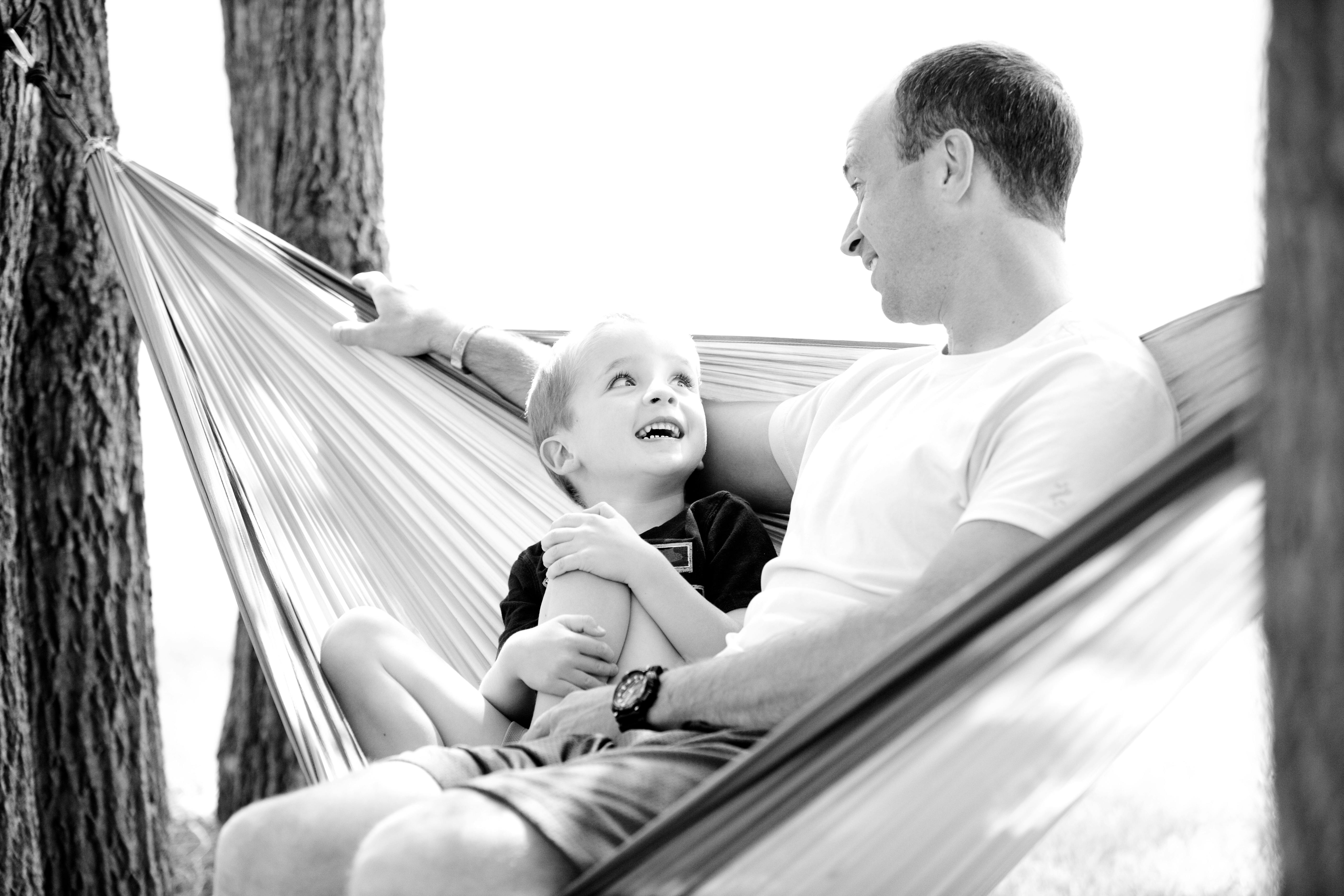 father in son in a hammock