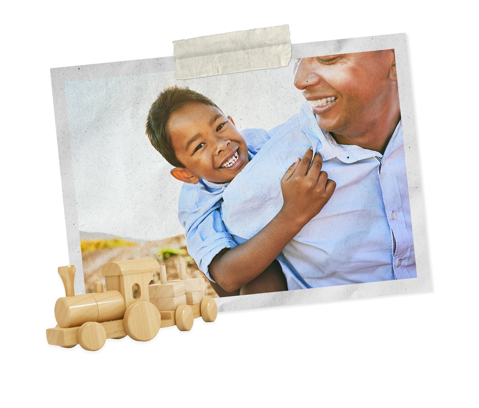 Family with toy train