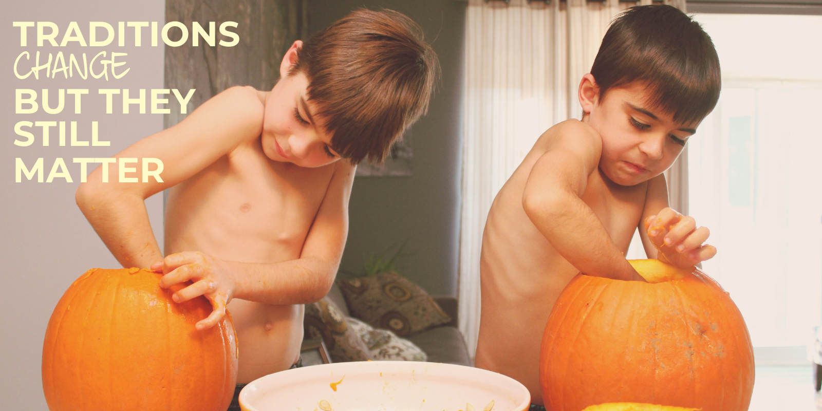 Boys carving pumpkins