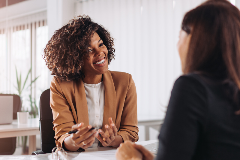 Two women having a conversation