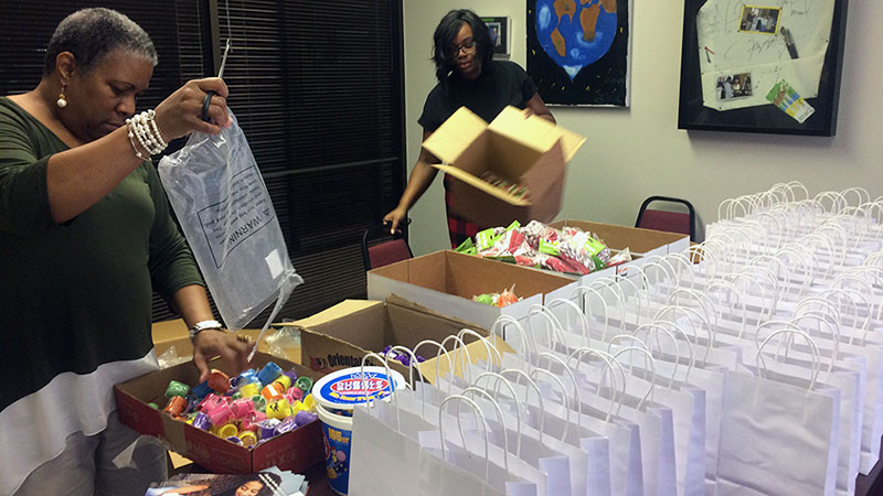 CK Family Services Post Adoption Service Coordinators Prepare Gift Bags for Kids on National Adoption Day.