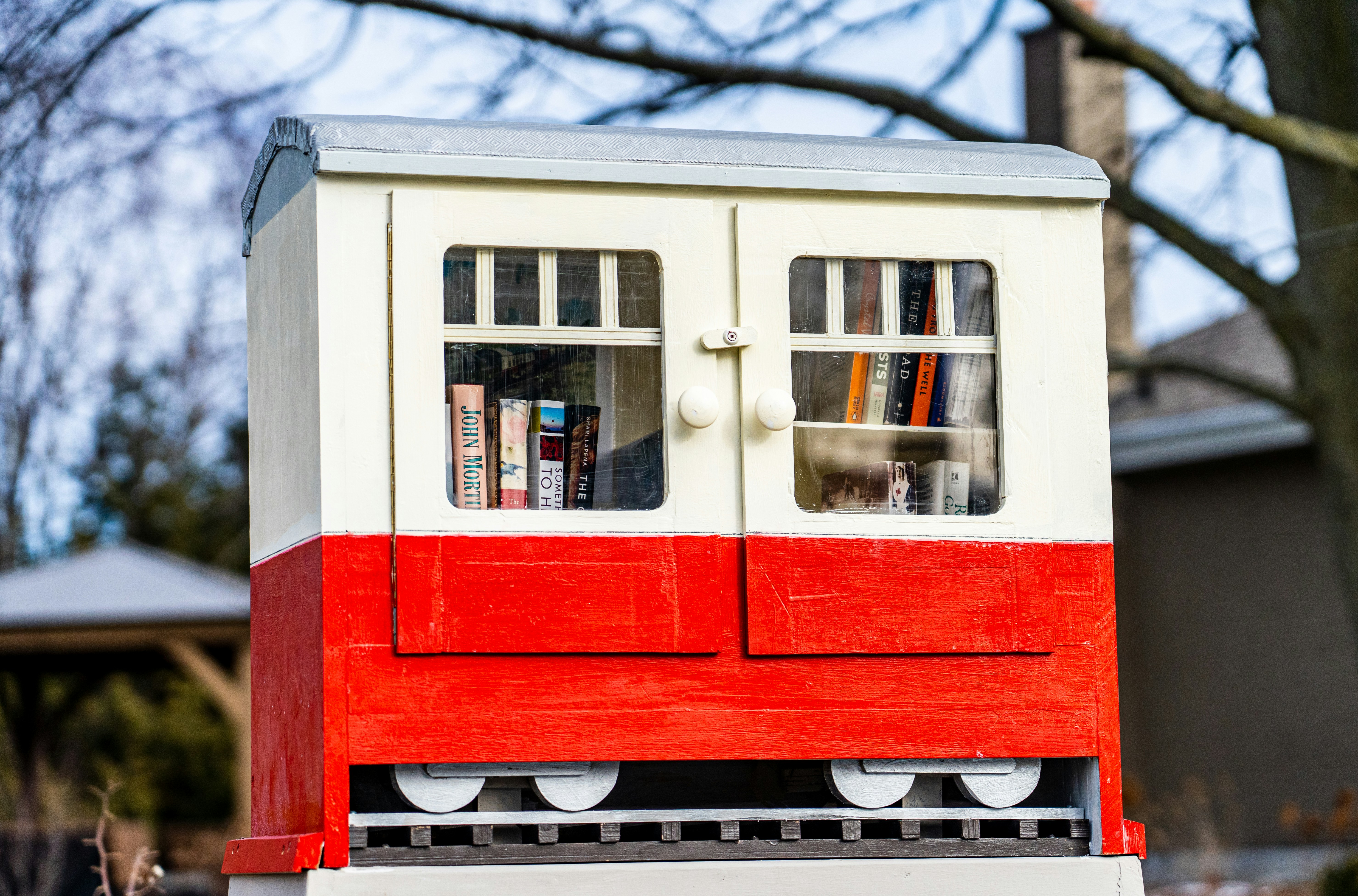 little free library painted box full of books