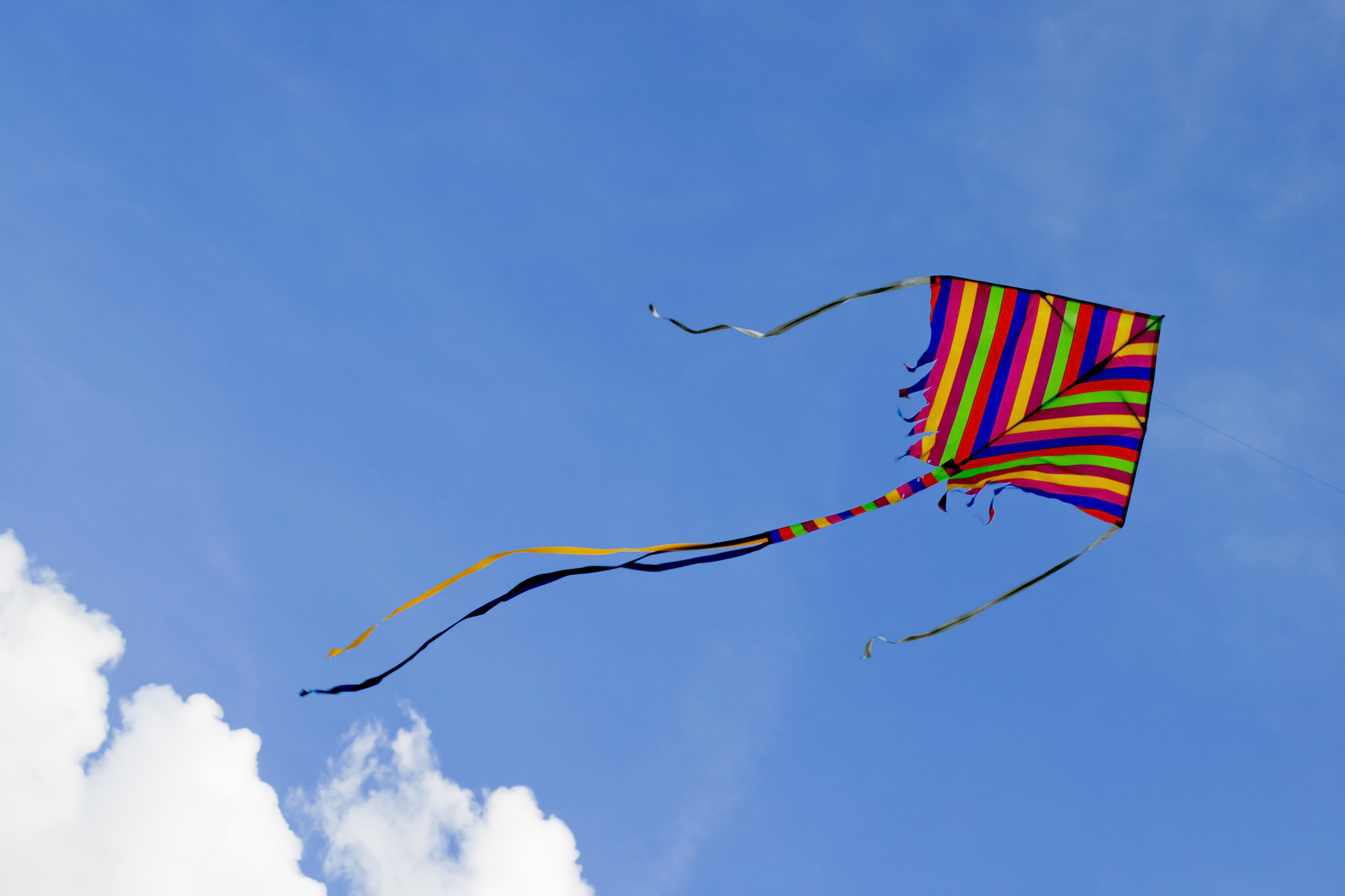 kite flying with a blue sky