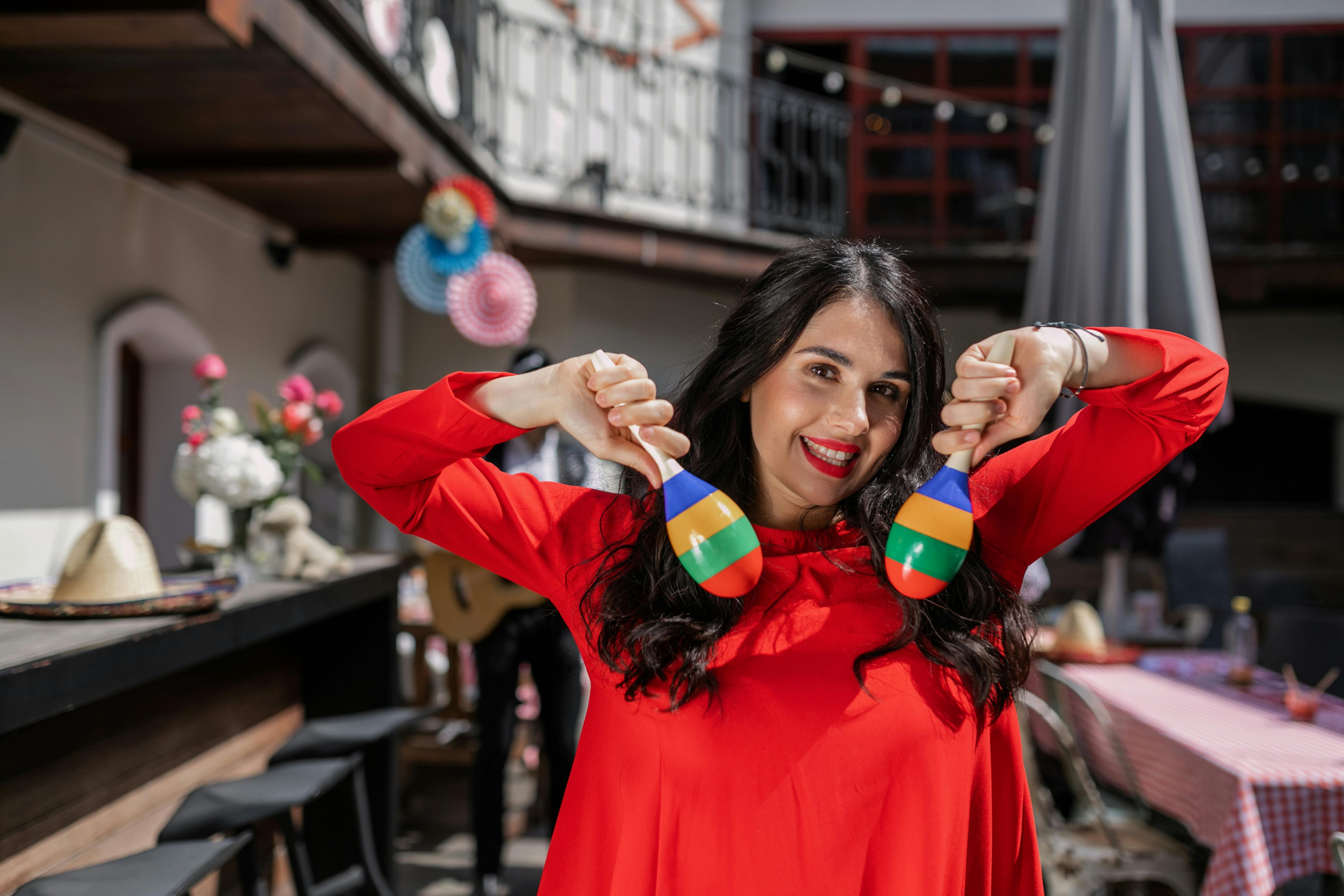 Woman with maracas