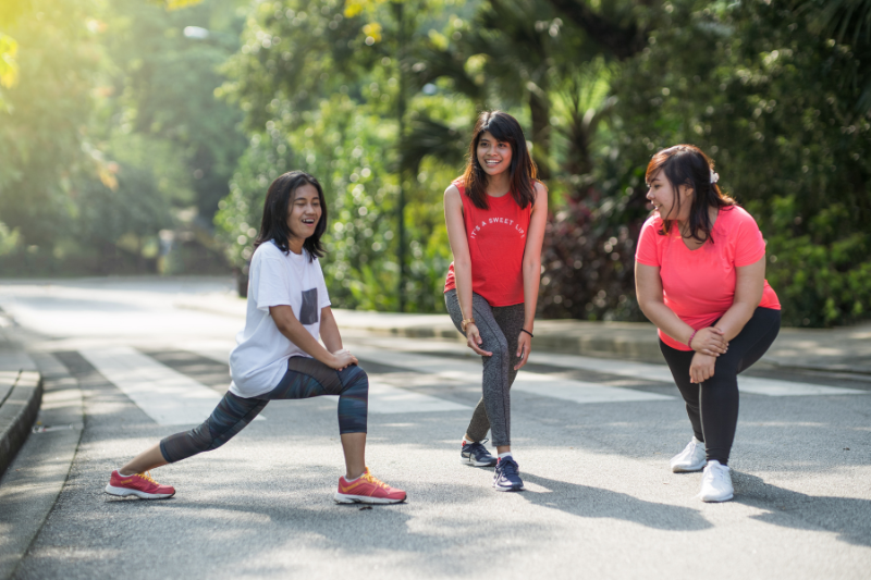 Women stretching