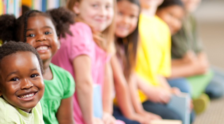 children in a library