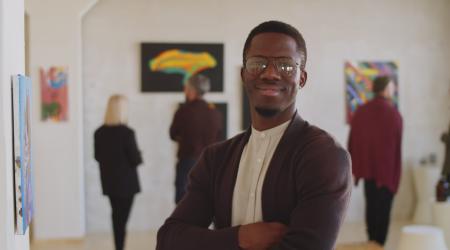 young man in art museum