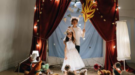two children on a stage