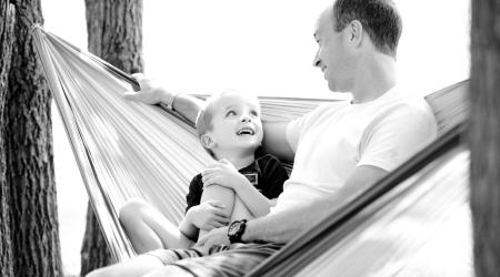 father in son in a hammock