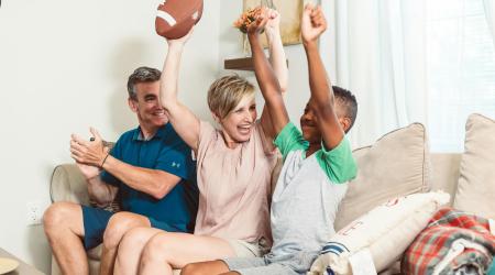 family cheering together