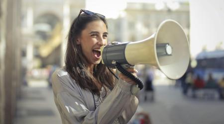 woman with a megaphone