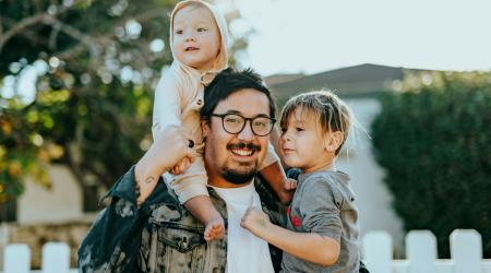 Father with two young children