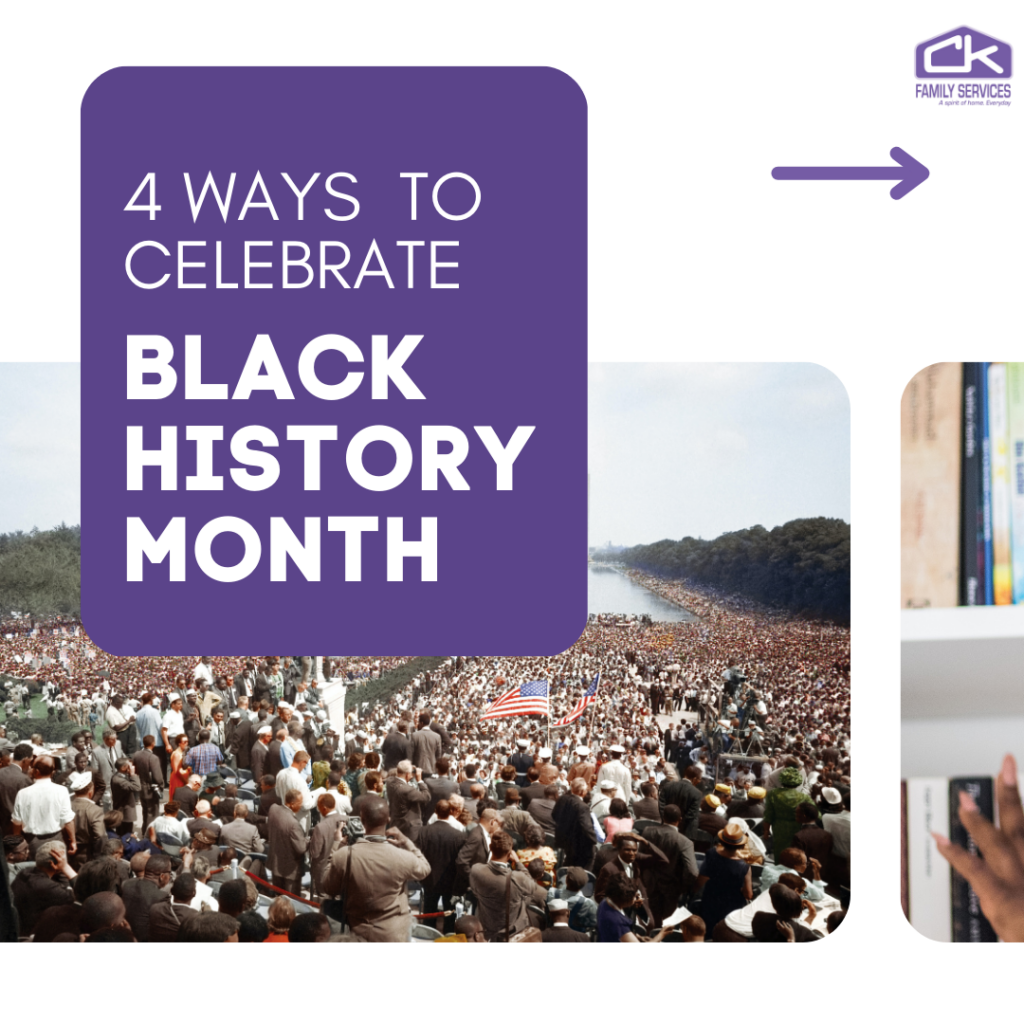 4 ways to celebrate black history month graphic